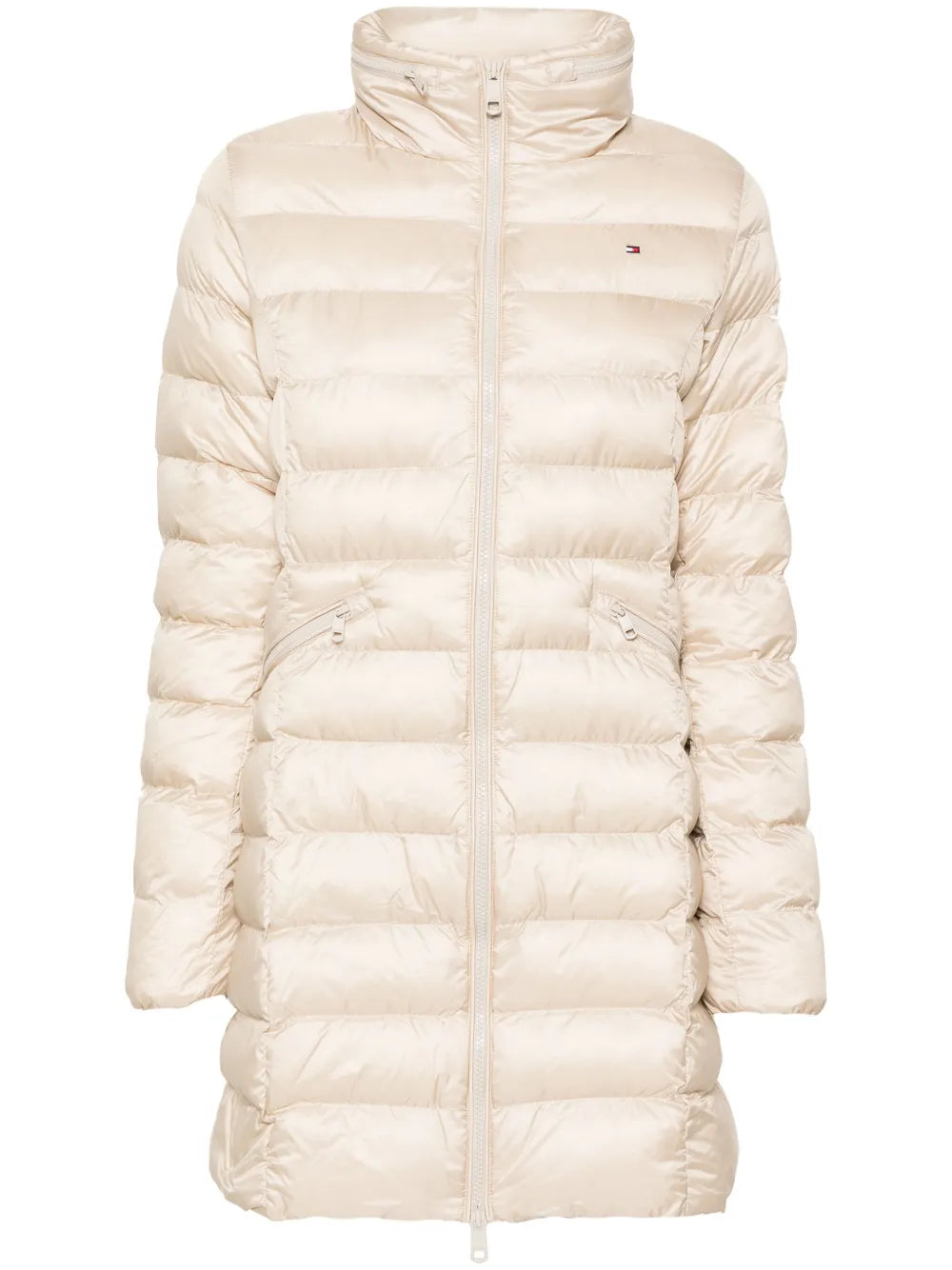 Funnel-Neck Zip-Up Puffer Coat