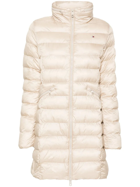 Funnel-Neck Zip-Up Puffer Coat