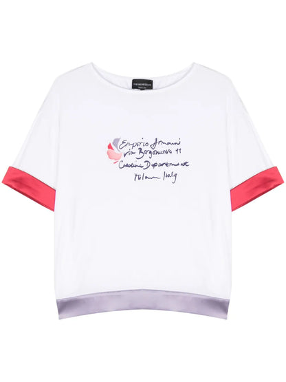 Contrasting-Trim Logo-Print T-Shirt