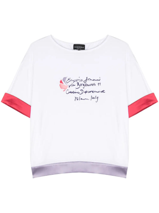 Contrasting-Trim Logo-Print T-Shirt