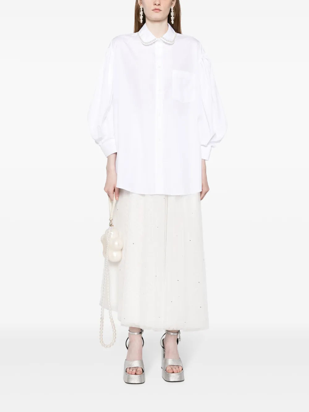 Pearl-Embellished Cotton Shirt