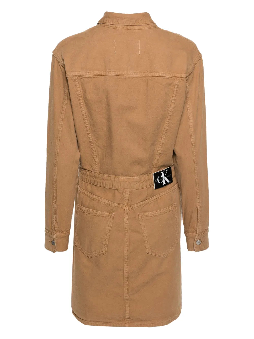 Logo-Patch Shirt Minidress