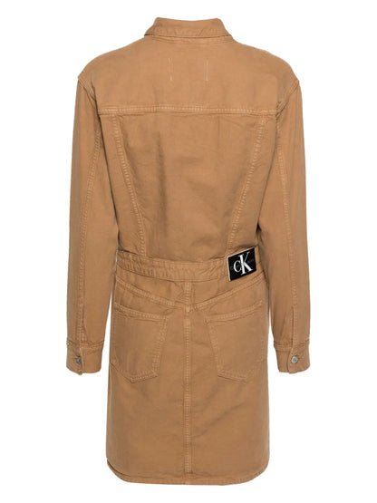 Logo-Patch Shirt Minidress