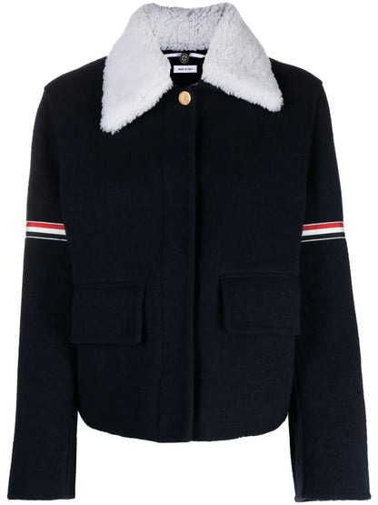 Rwb-Striped Shearling-Collar Jacket