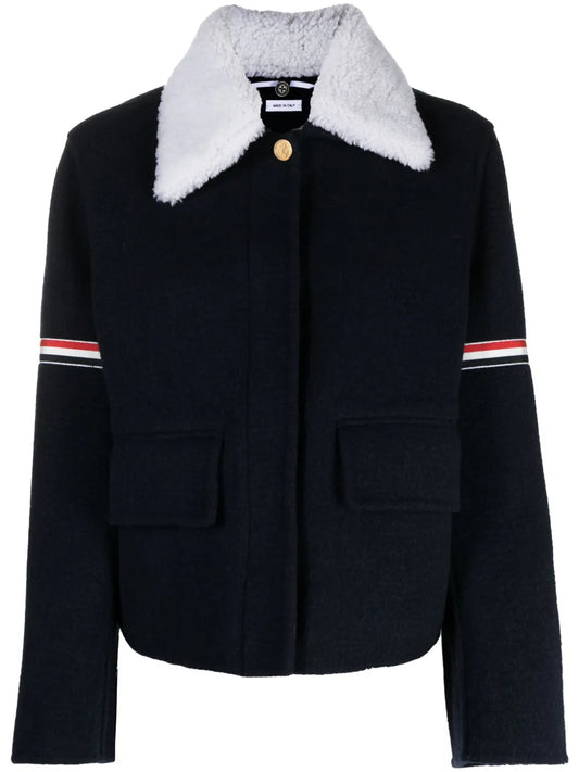 Rwb-Striped Shearling-Collar Jacket