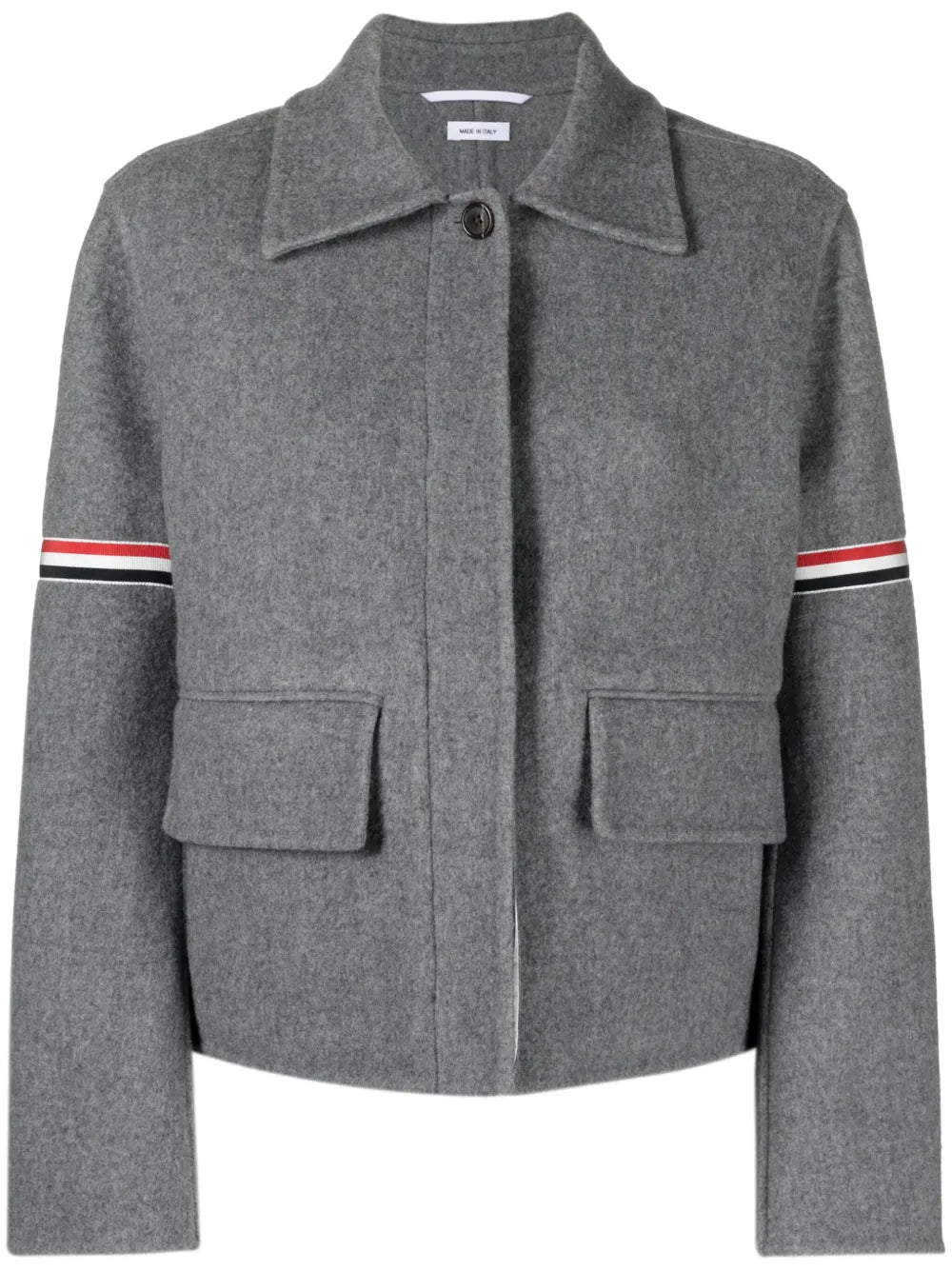 Grosgrain-Stripe Brushed Jacket