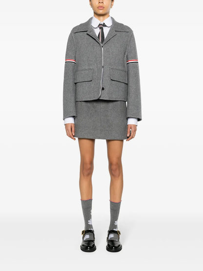Grosgrain-Stripe Brushed Jacket