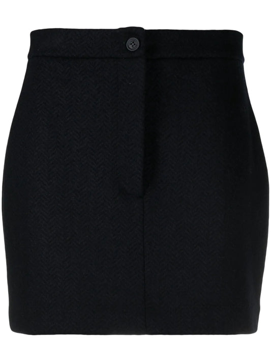High-Waist Herringbone Miniskirt
