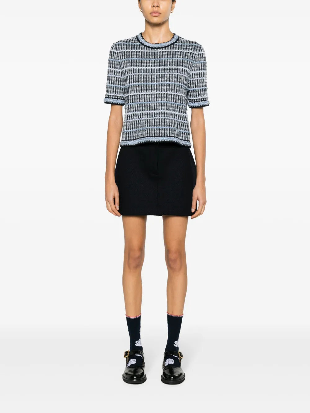 High-Waist Herringbone Miniskirt
