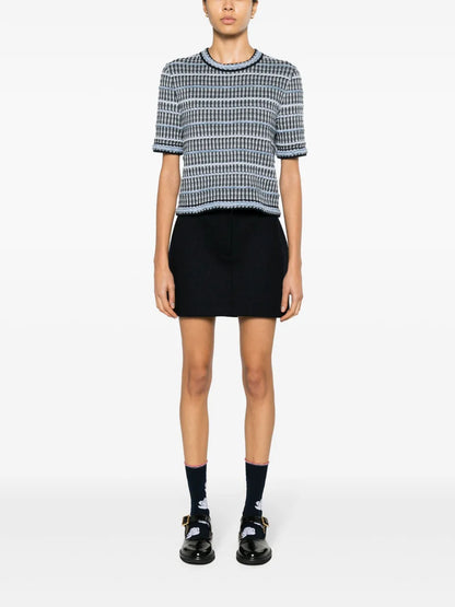 High-Waist Herringbone Miniskirt