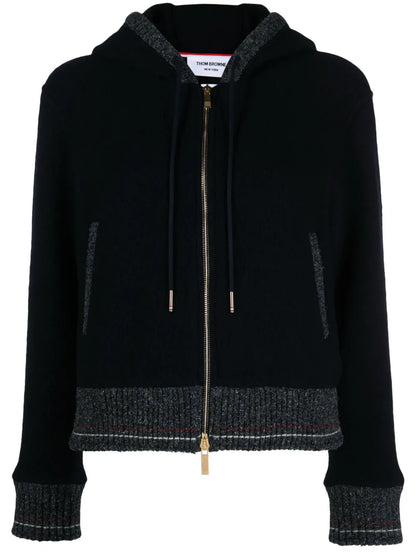 Hooded Zip-Up Wool Cardigan