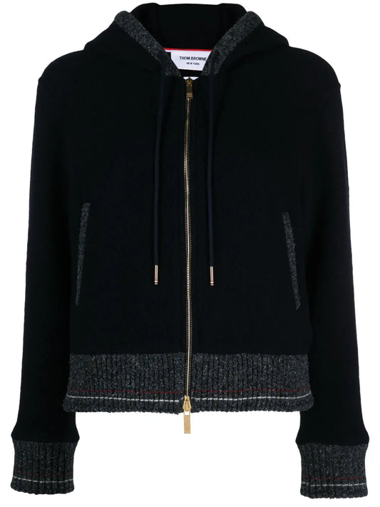 Hooded Zip-Up Wool Cardigan