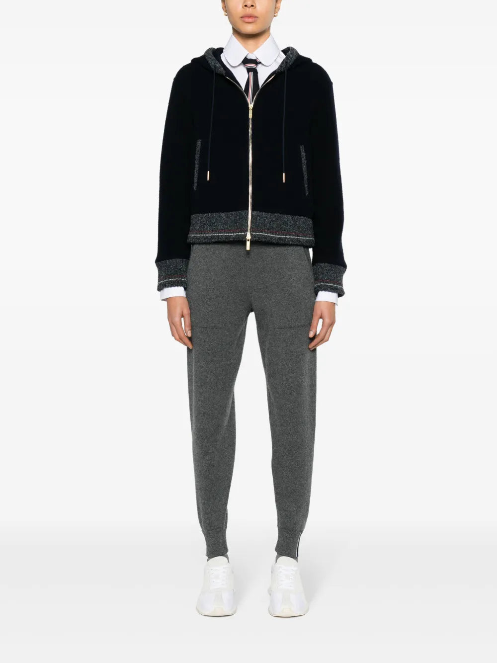 Hooded Zip-Up Wool Cardigan