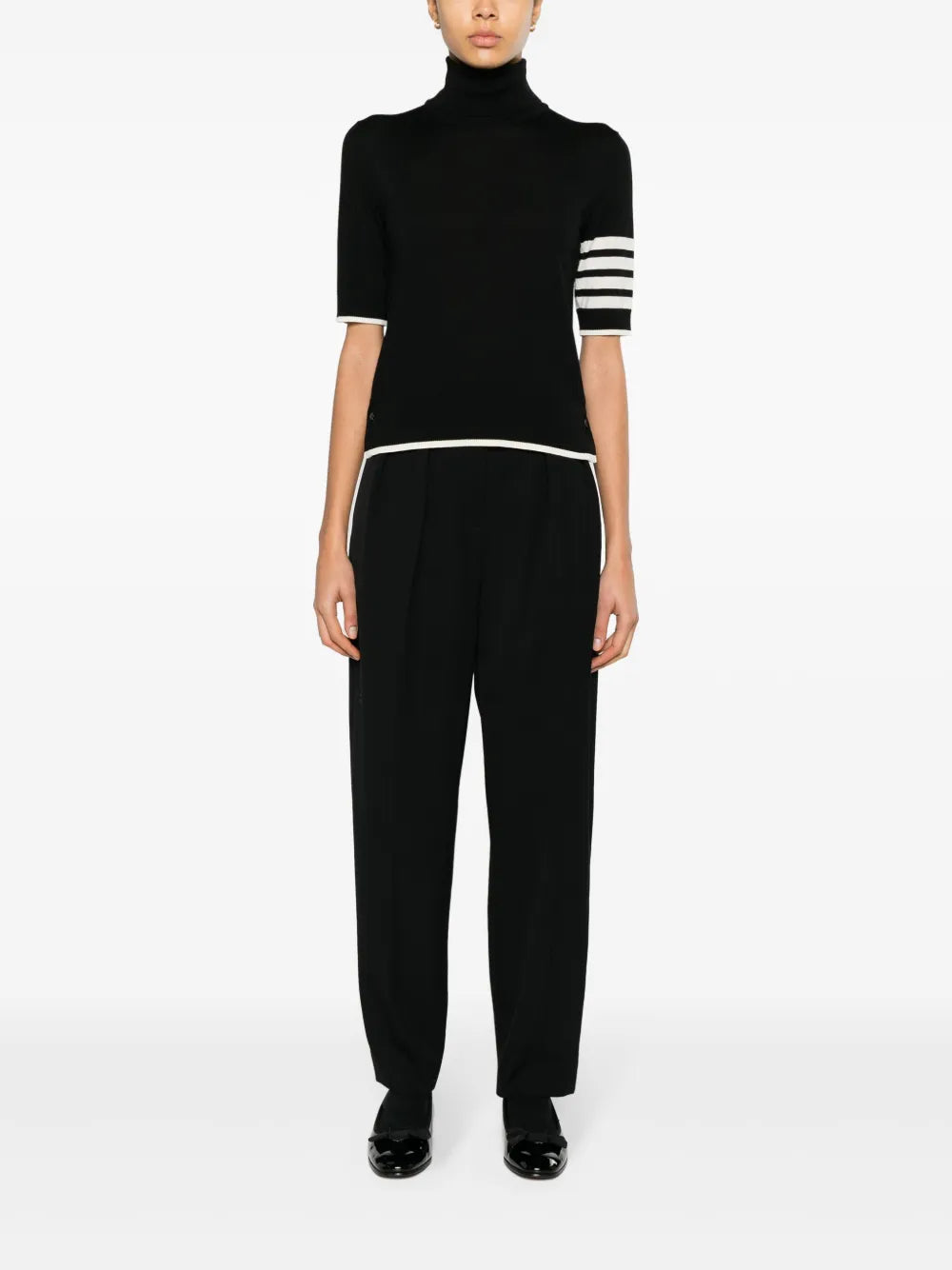 Stripe-Detailing Short-Sleeve Jumper