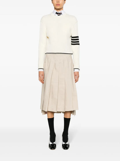 Stripe-Detailing Cable-Knit Jumper