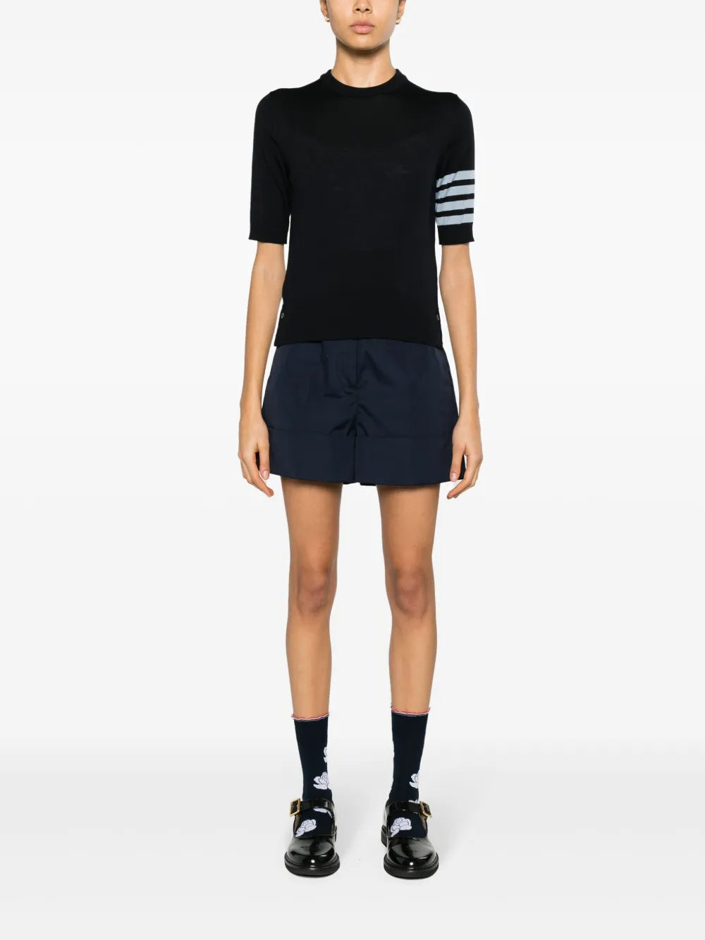 4-Bar Stripes Intarsia-Knit T-Shirt