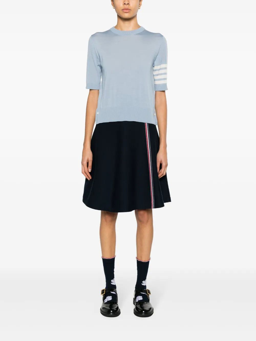 4-Bar Stripes Intarsia-Knit T-Shirt
