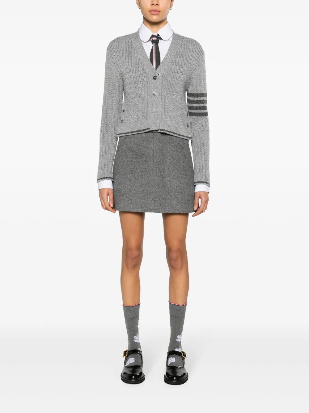 Cropped Cable-Knit Cardigan