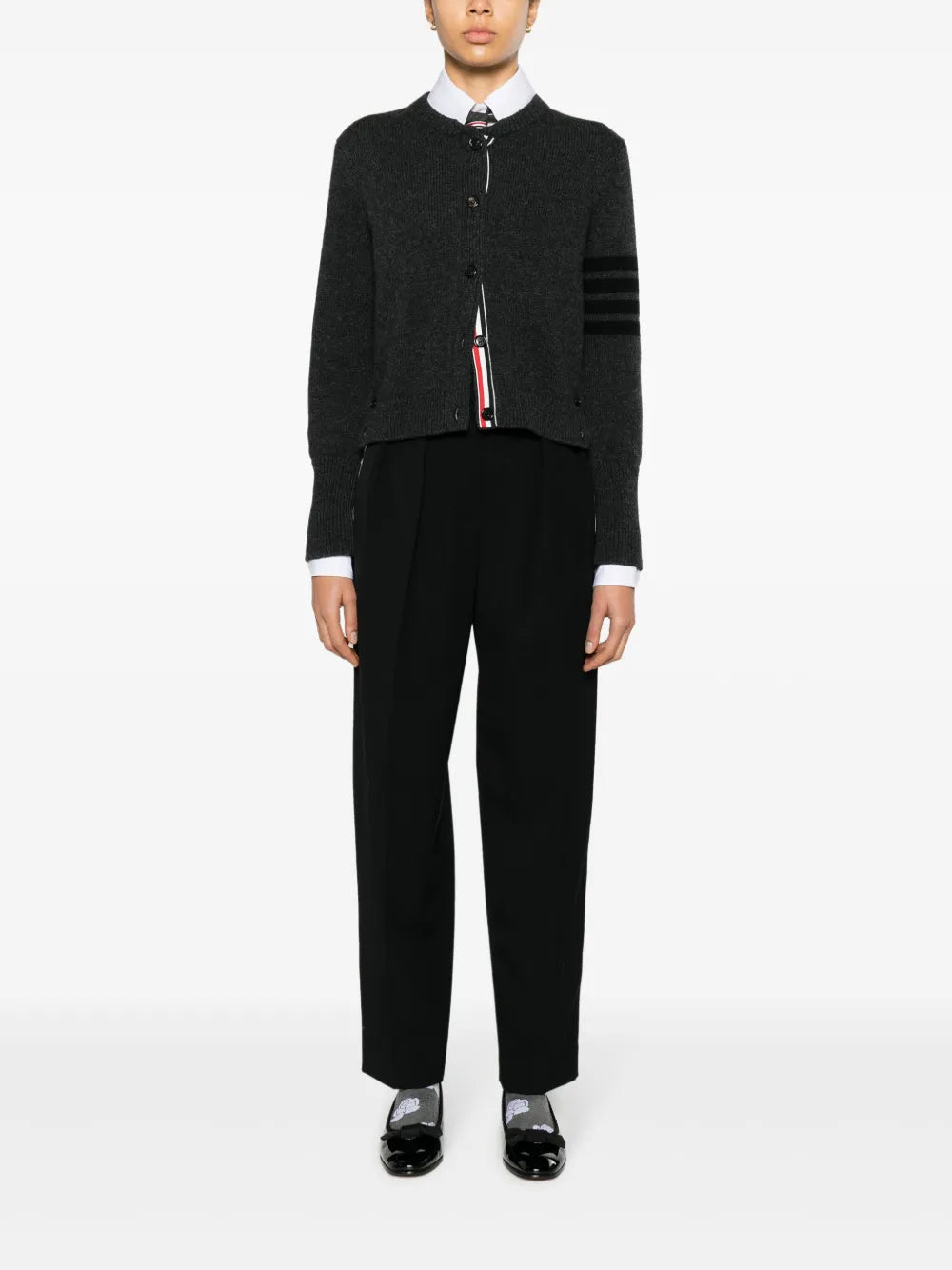 Stripe-Detailing Wool Cardigan
