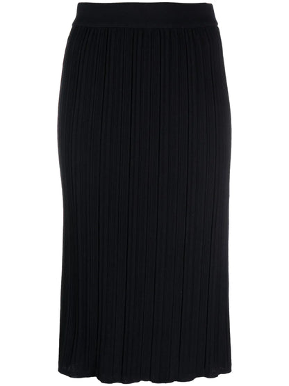Plissé Virgin-Wool Midi Skirt