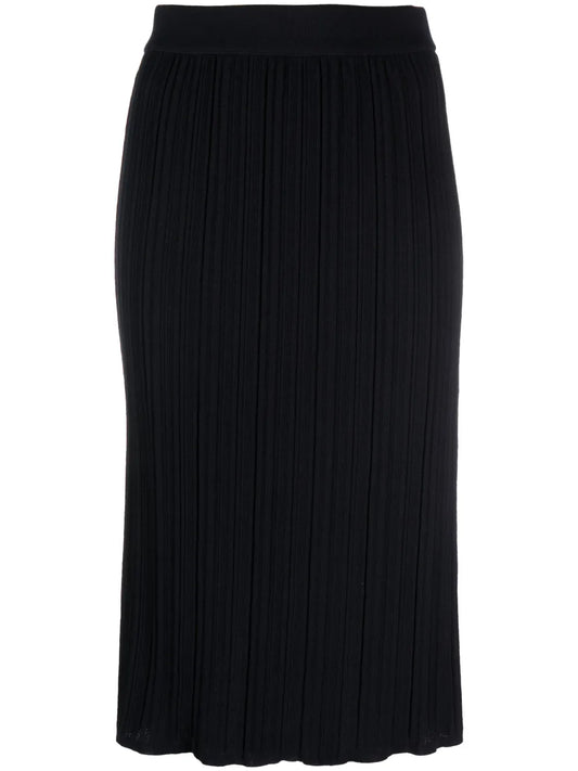 Plissé Virgin-Wool Midi Skirt