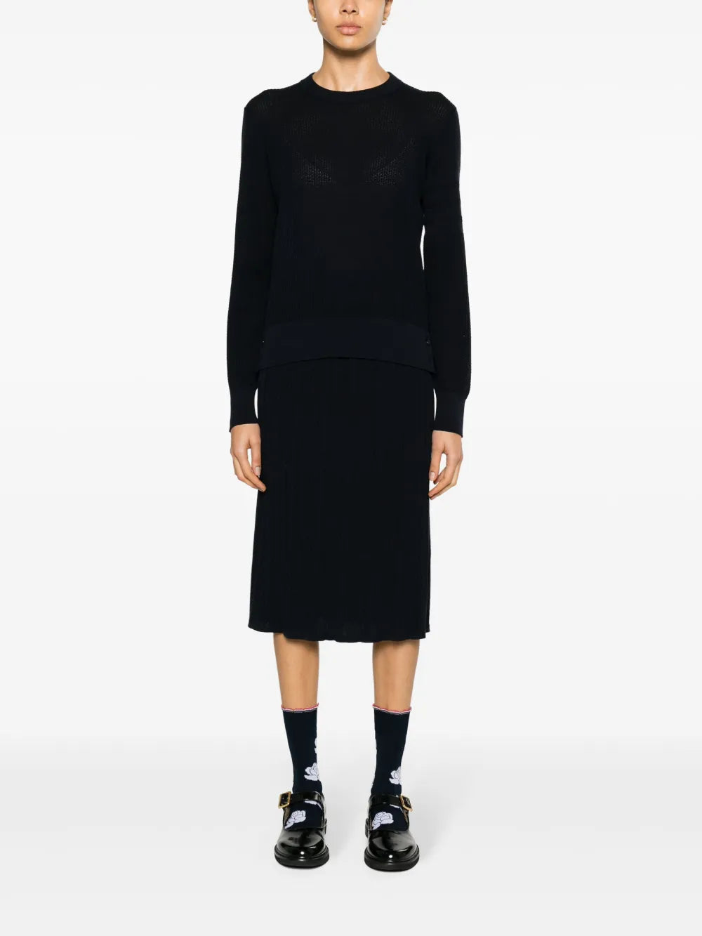 Plissé Virgin-Wool Midi Skirt