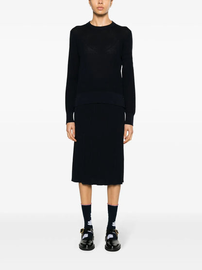 Plissé Virgin-Wool Midi Skirt
