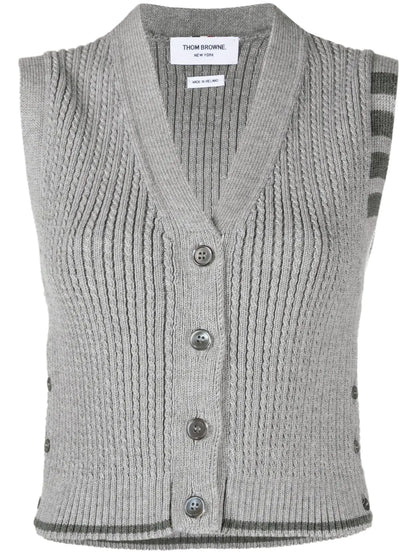 4-Bar Stripe Intarsia-Knit Vest