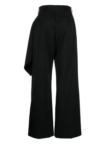 Rose-Appliqué Wool Trousers