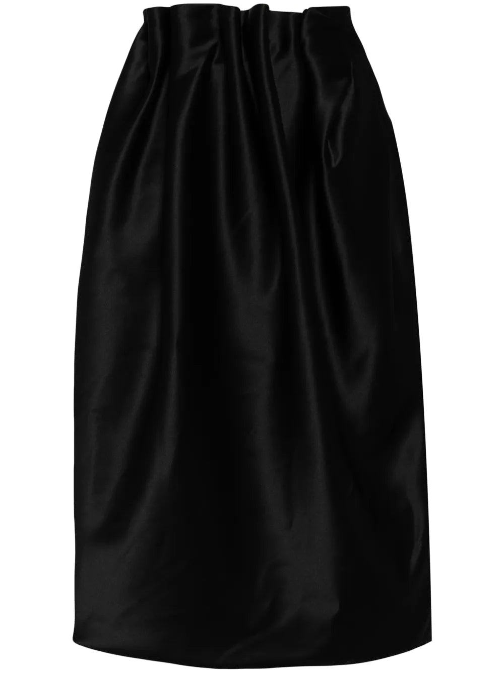 Pleated Satin Midi Skirt
