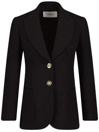 Embossed-Buttons Single-Breasted Blazer