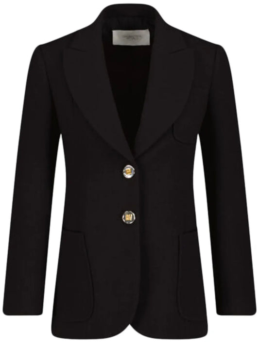 Embossed-Buttons Single-Breasted Blazer