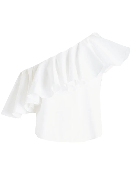 One-Shoulder Ruffle-Trim Blouse