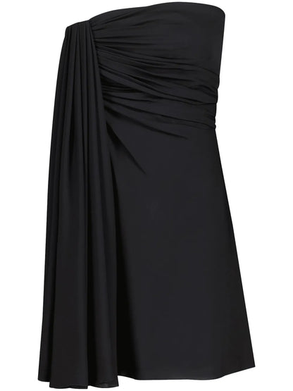 Draped Strapless Silk Minidress
