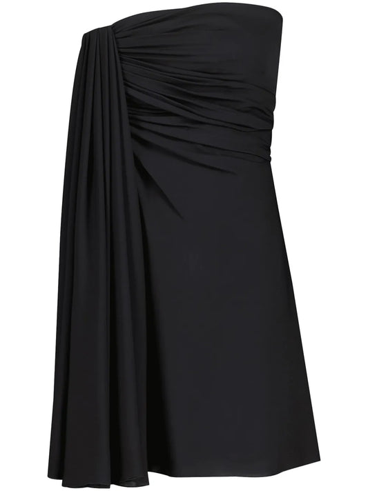 Draped Strapless Silk Minidress