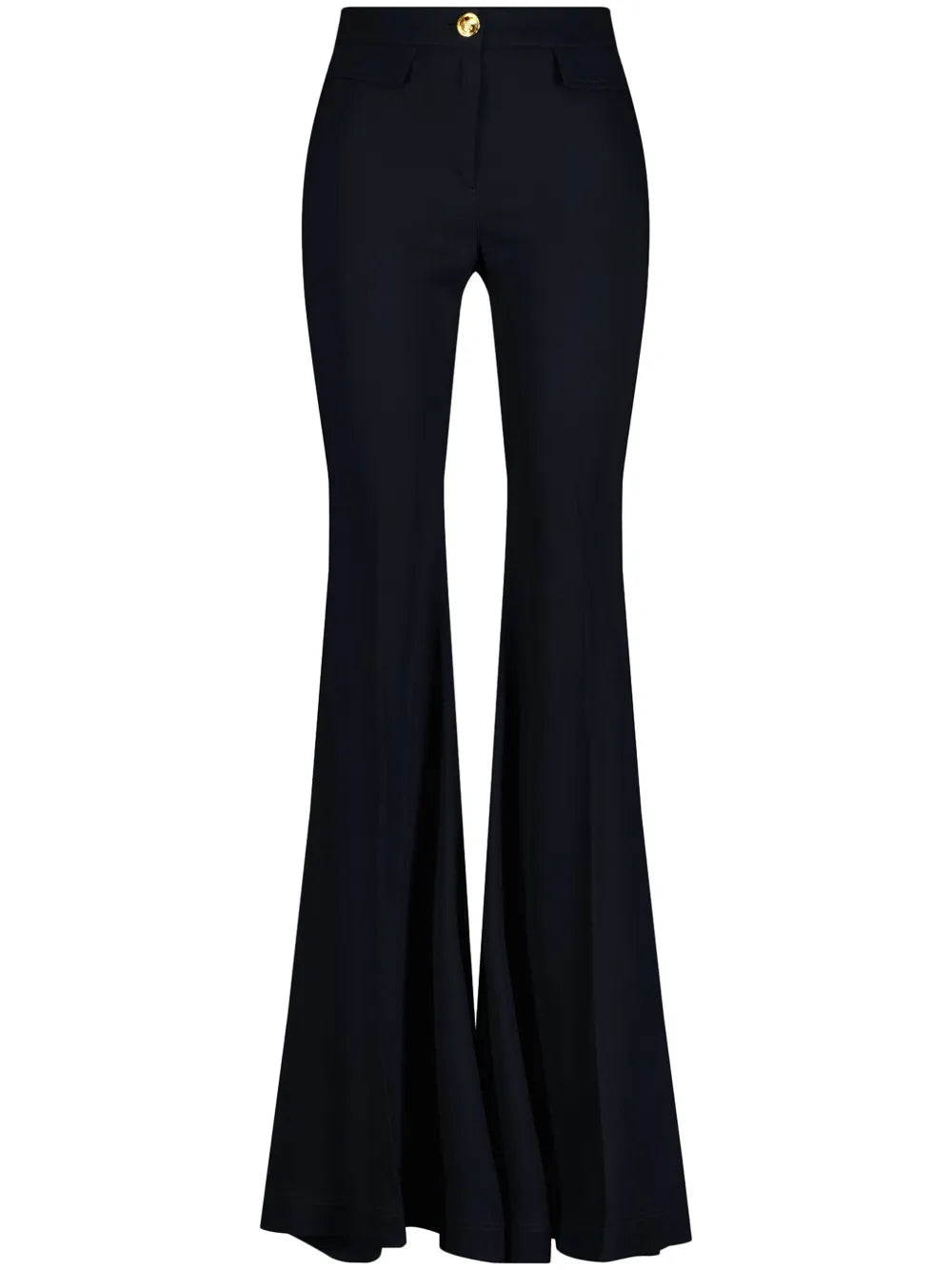 Crepe-Texture Flared Trousers