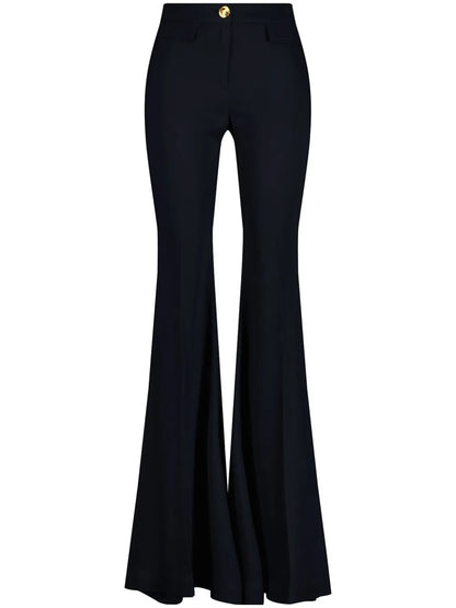 Crepe-Texture Flared Trousers