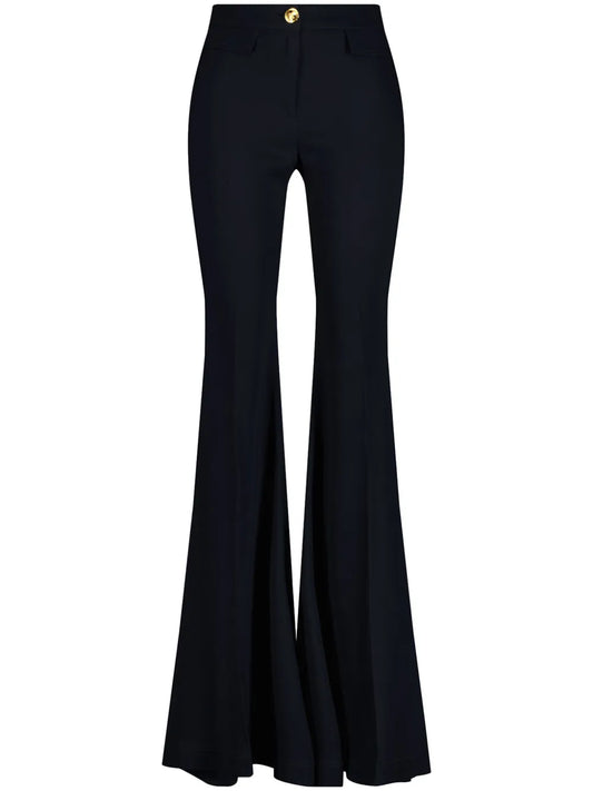 Crepe-Texture Flared Trousers