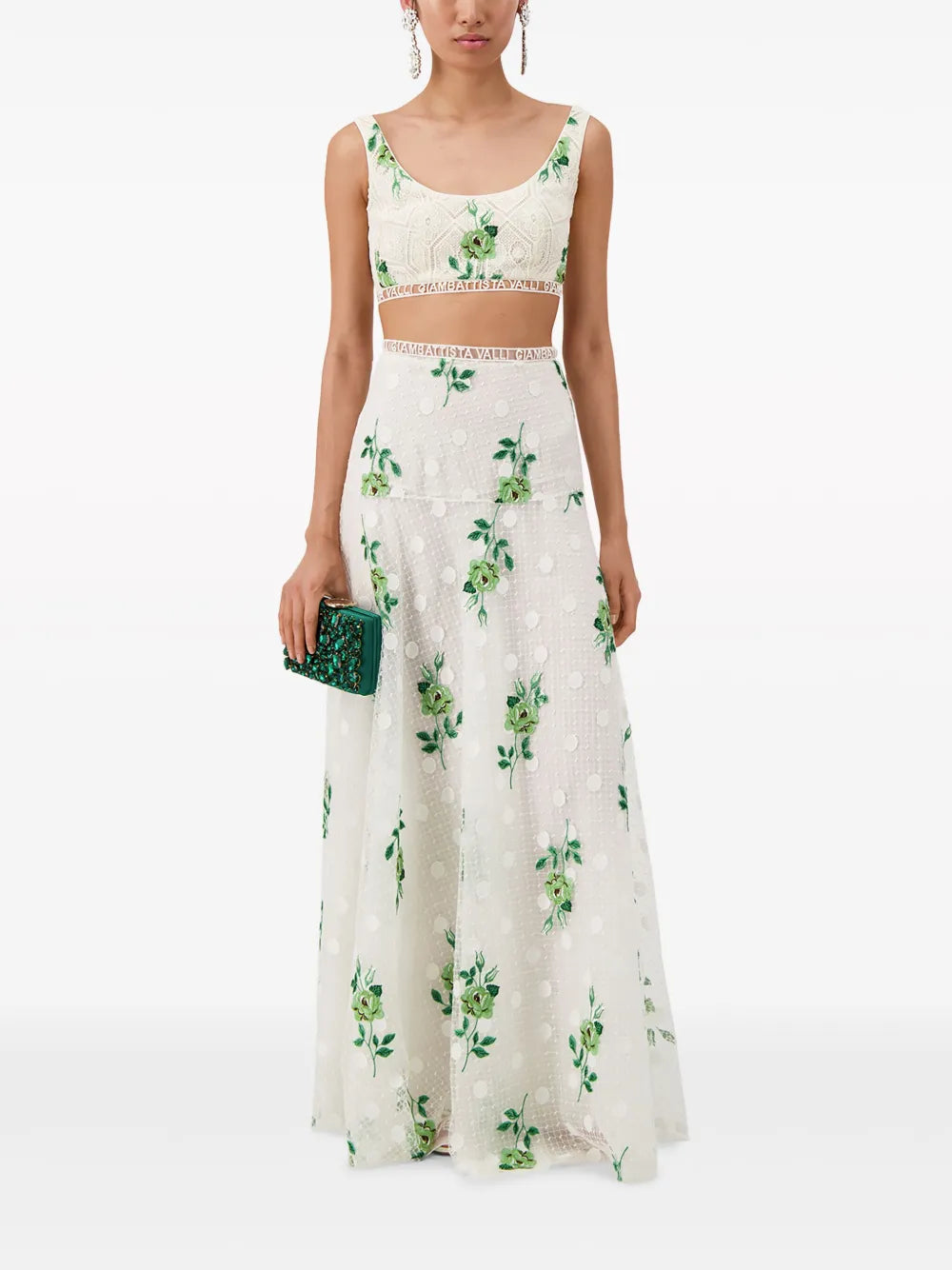 Pensées Sauvages Floral-Embroidered Crop Top