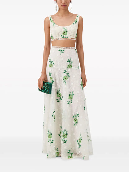 Pensées Sauvages Floral-Embroidered Crop Top
