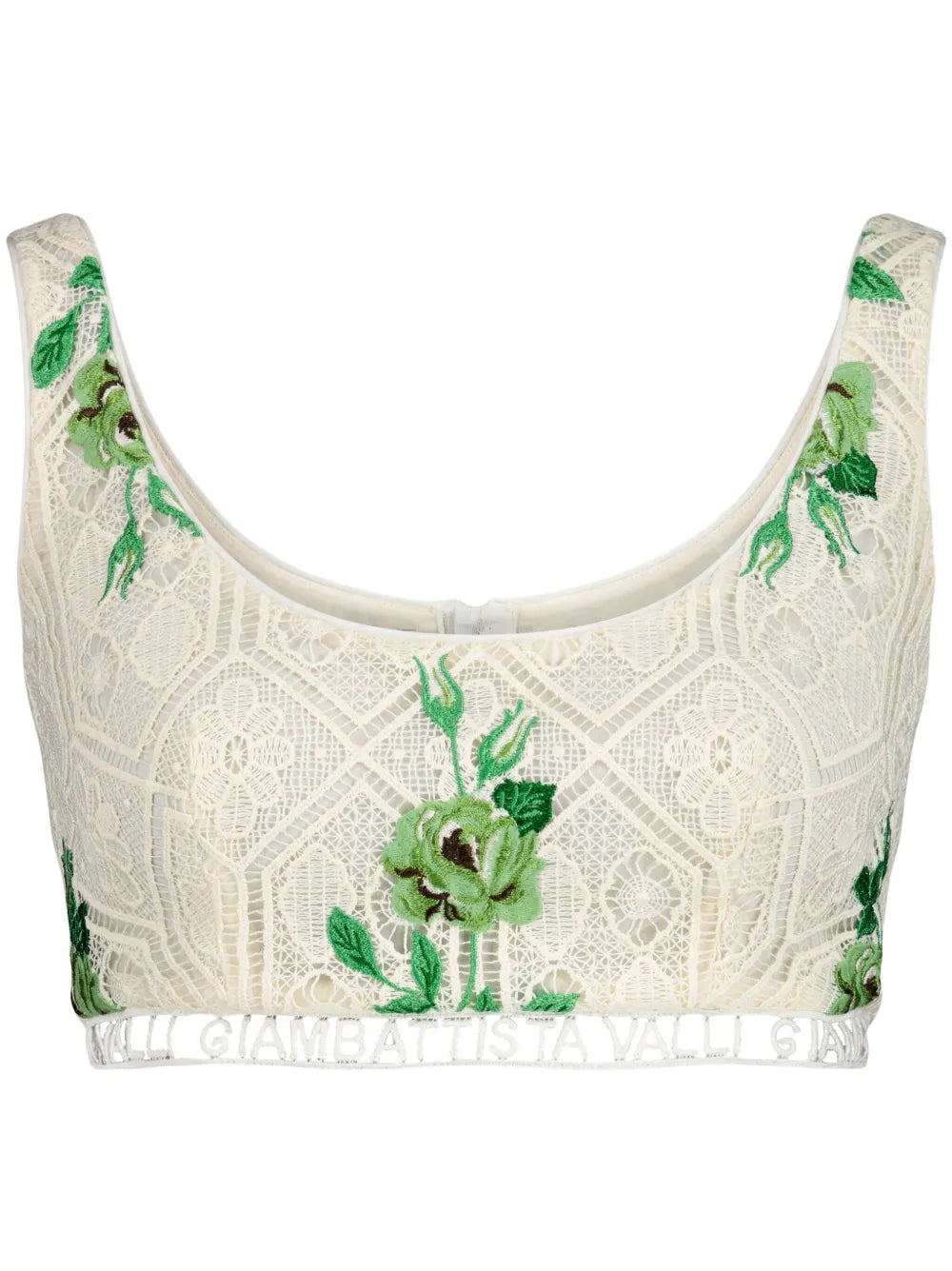 Pensées Sauvages Floral-Embroidered Crop Top