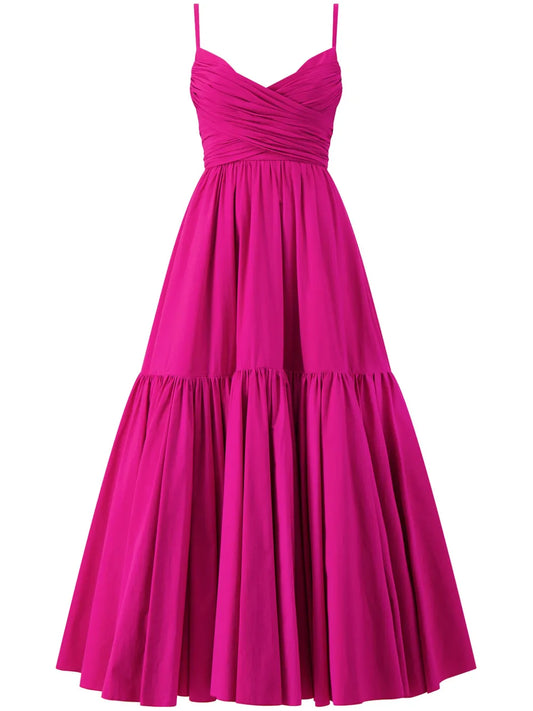 Gathered-Detail Flared Maxi Dress