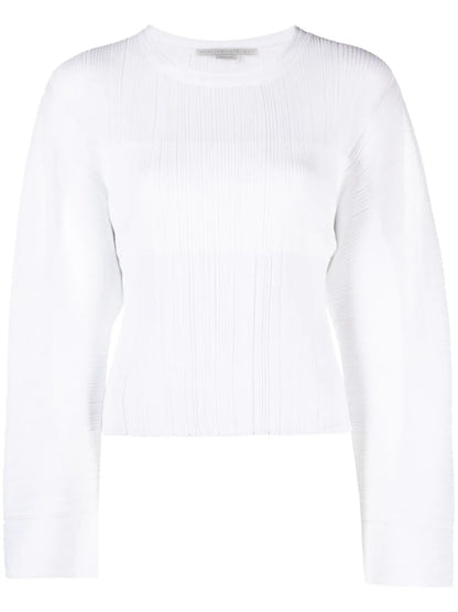 Fine-Knit Plissé-Effect Top
