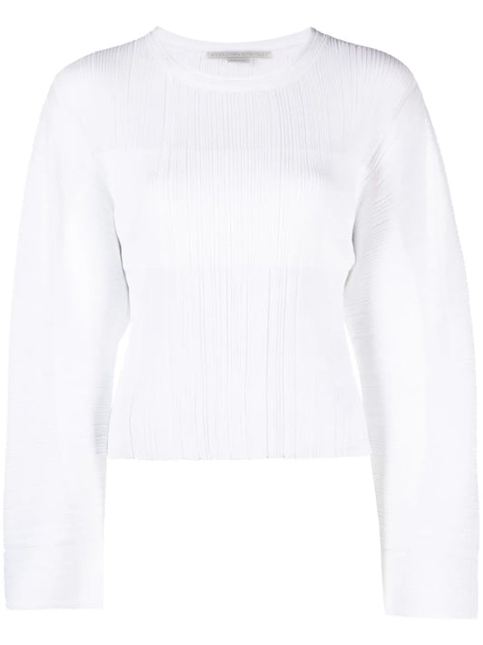 Fine-Knit Plissé-Effect Top