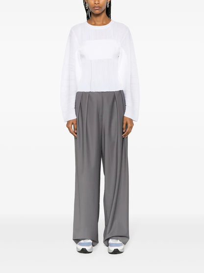Fine-Knit Plissé-Effect Top