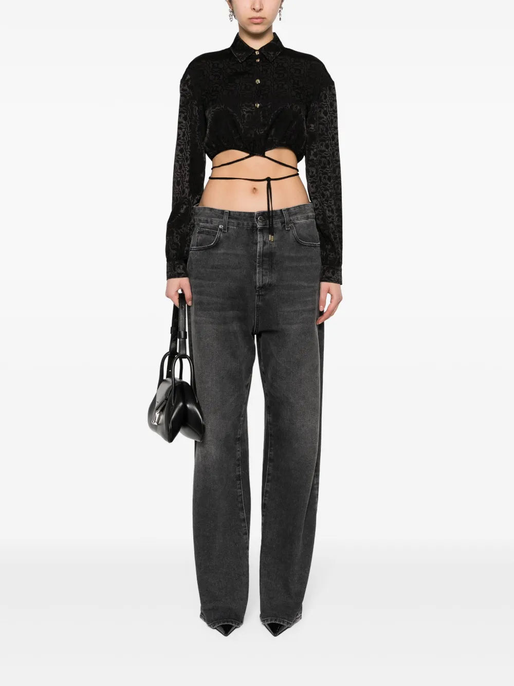 Monogram Jacquard Cropped Blouse