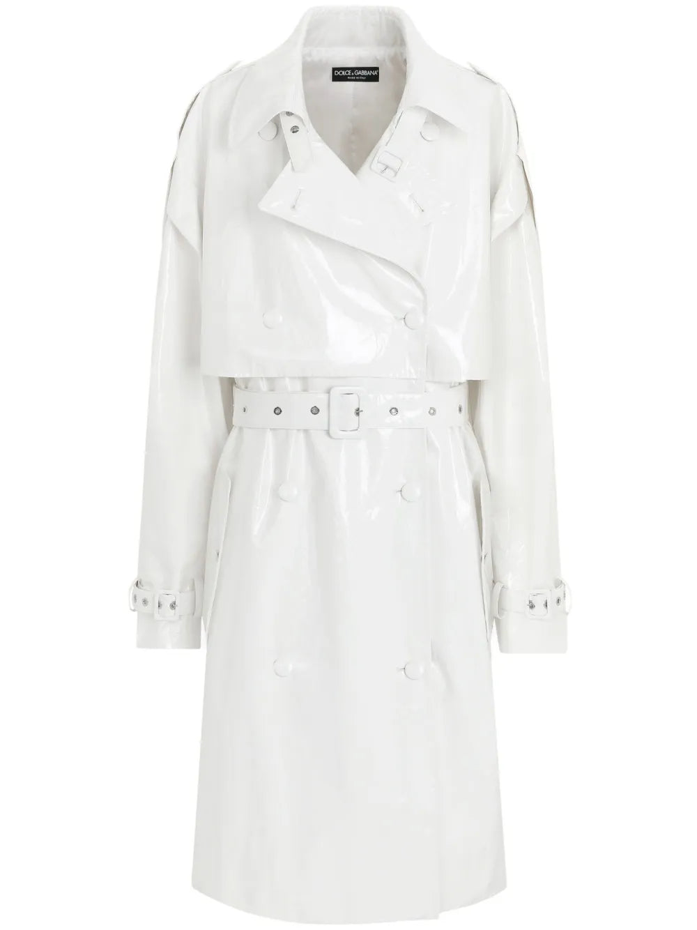 Belted Patent-Finish Trench Coat