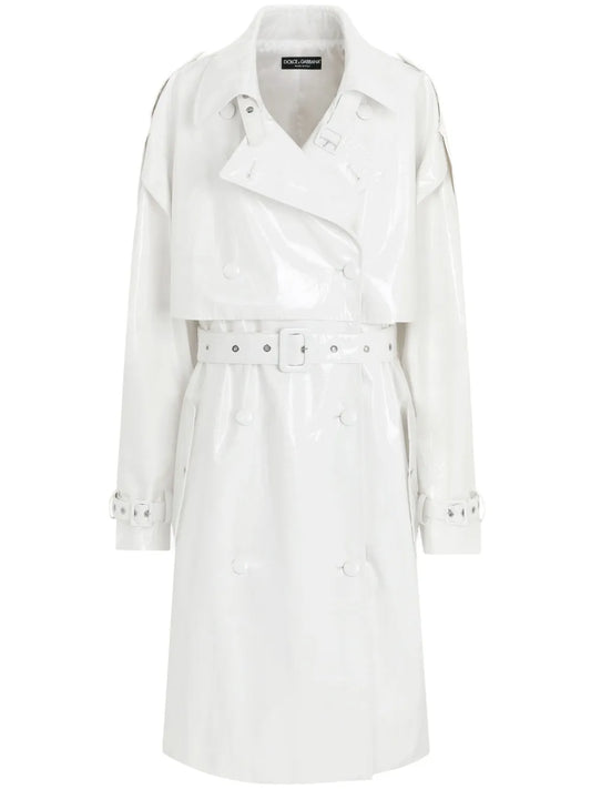 Belted Patent-Finish Trench Coat
