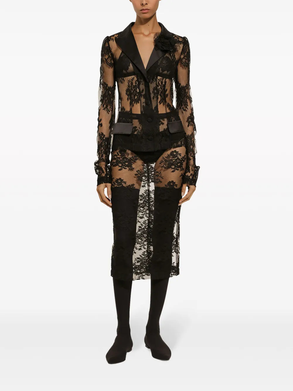 Sheer Chantilly-Lace Blazer