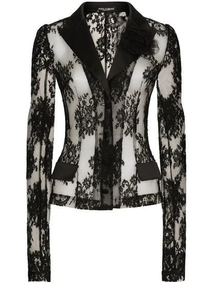 Sheer Chantilly-Lace Blazer